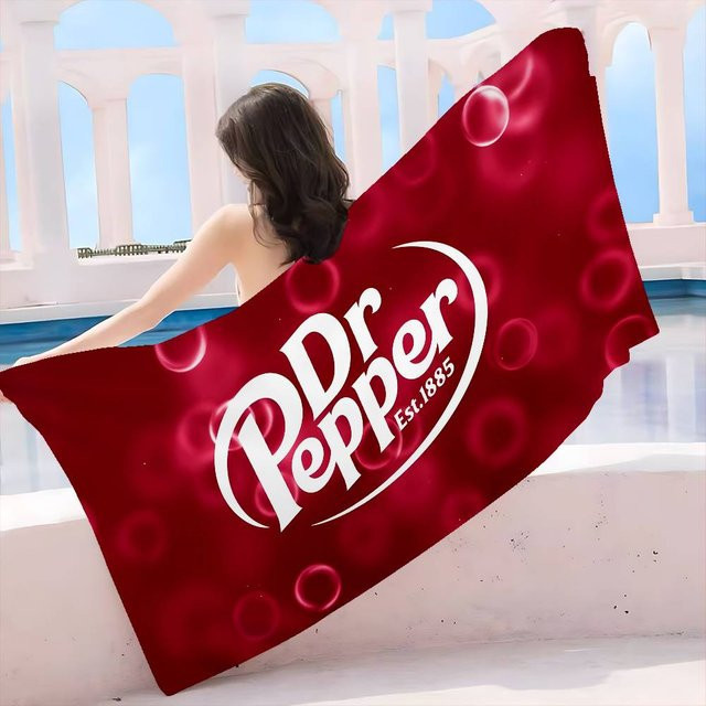 D-Dr P-Pepper Cartoon Mikrofaser-Strandtuch aus Baumwolle und Polyester, schnelltrocknend und super saugfähig, Rot, B: 76 cm, L: 182 cm - Bild 1