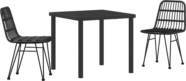 vidaXL Garten Essgruppe 3-teilig aus Poly Rattan und Glas in Schwarz - Bild 1