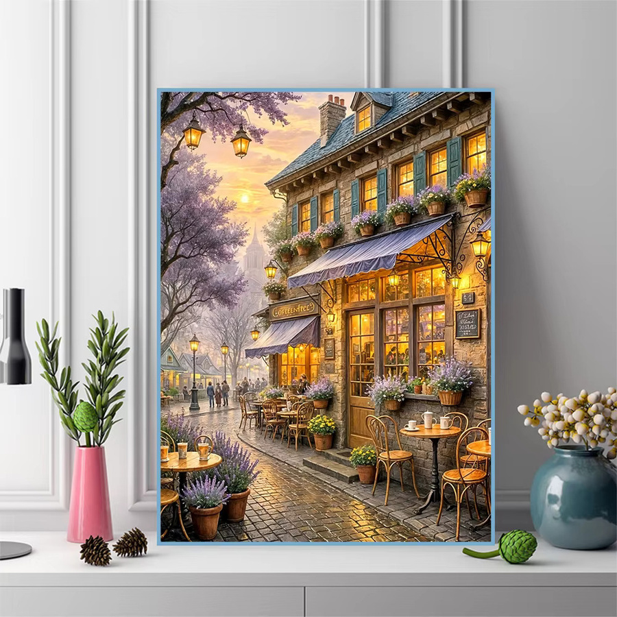 EverShine Diamantmalerei Straßenlandschaft mit Lavendel als 5D Mosaik-Stickerei in Mehrfarbig, B/H: 30 x 30 cm - Bild 3