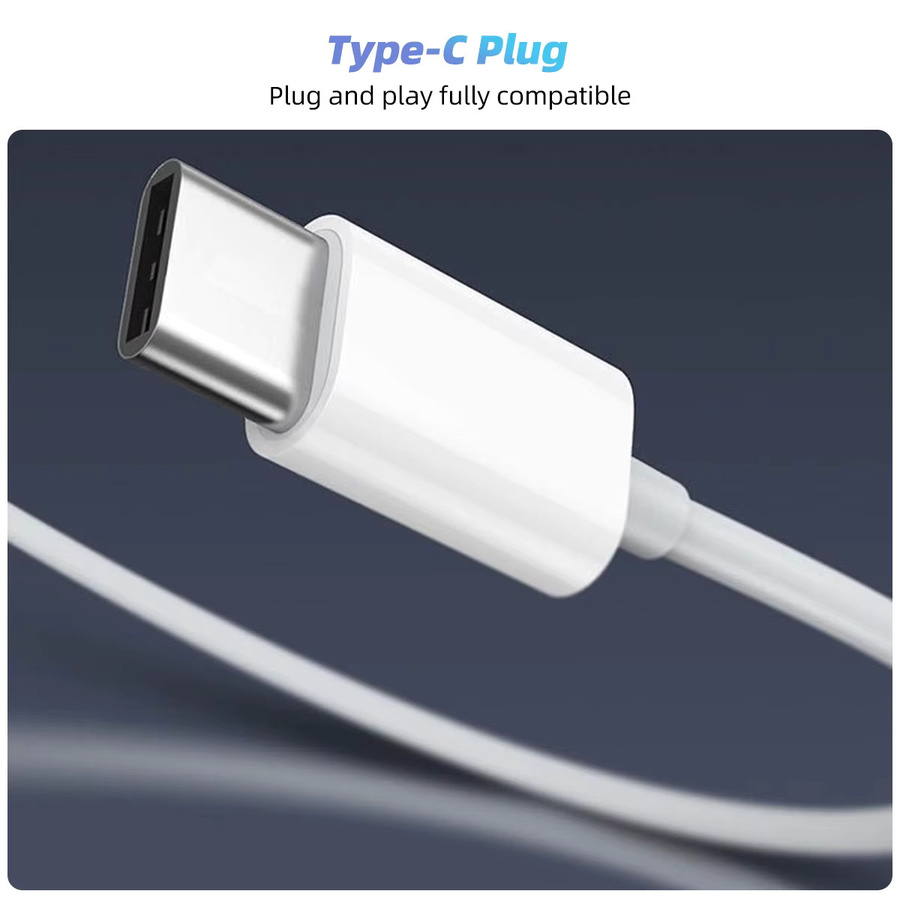 FONKEN USB-C In-Ear-Kopfhörer mit Mikrofon, weiße Musik-Ohrhörer für Samsung, OnePlus, Xiaomi, Redmi und Huawei - Bild 4