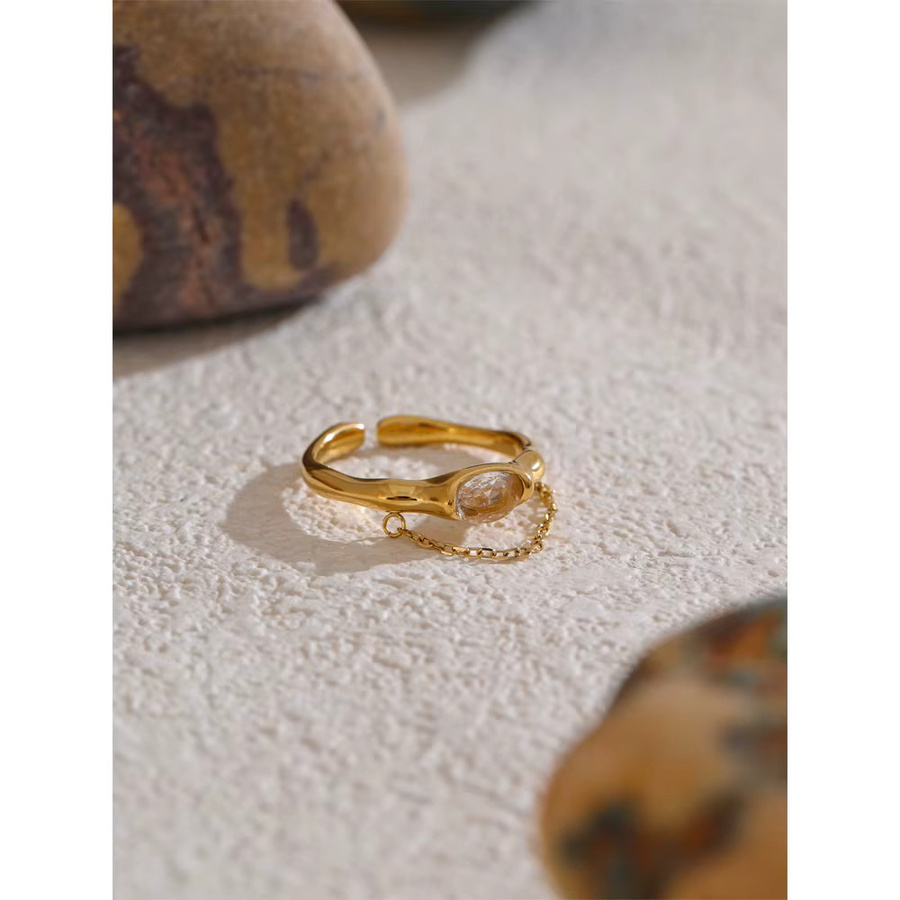 Yhpup Ring Edelstahl, Gold, Zirkonia, Unisex, Größe 7 - Bild 4