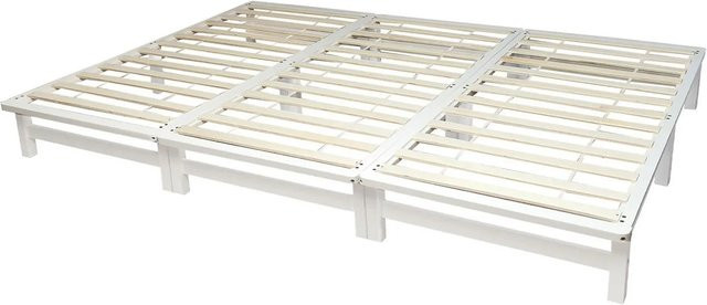 Homestyle4u Familienbett XXL Palettenbett Design aus Kiefer Massivholz in Weiß, B/T: 270 x 200 cm - Bild 1