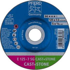 PFERD Schruppscheibe SG CAST+STONE Leistungslinie für Guss und Stein, Durchmesser: 125 mm, Breite: 7,2 mm, Bohrung: 22,23 mm, Mehrfarbig - Bild 1