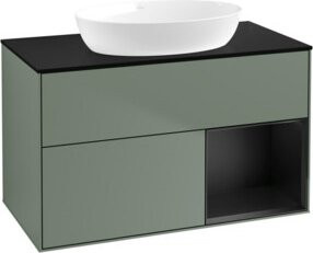 V&B Waschtischunterschrank Finion 100 mit Wandbeleuchtung in Blau lackiert, B/T/H: 100 x 50,1 x 50,1 cm - Bild 1