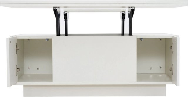 Merax Couchtisch mit Doppel-Hebemechanismus und verstecktem Stauraum in Weiß, modern und rechteckig - Bild 1