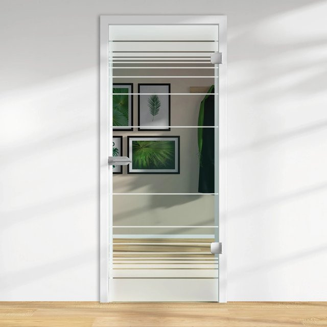 Skyscope Glasdrehtür ESG Floatglas Dekor Siebdruck Transparent Rechts B: 83,4 cm, H: 209,7 cm, Tiefe: 0,8 cm - Bild 1