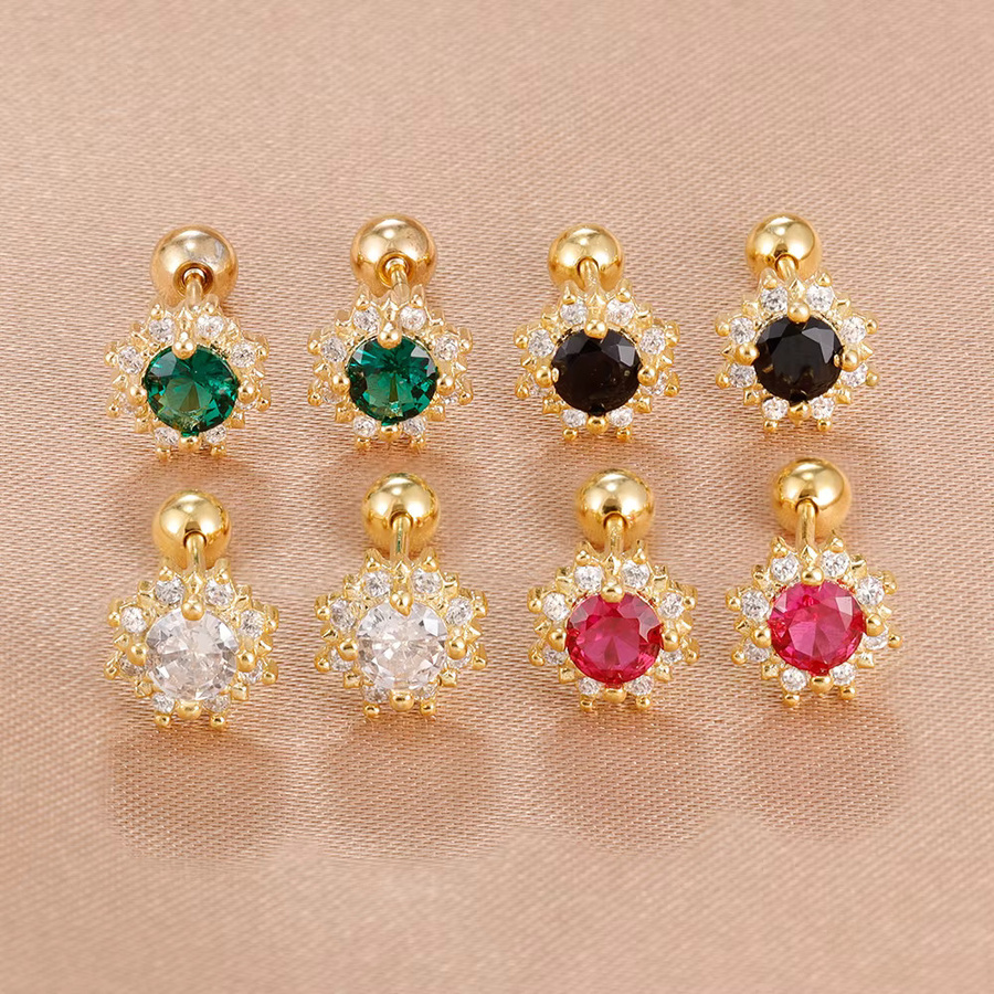 Maodane Ohrstecker Edelstahl, Zirkonia, Blumen, Gold, Damen - Bild 1