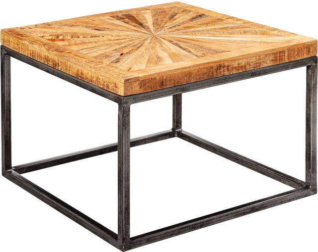 Couchtisch aus Mango Holz in Natur und Grau lackiert, B/H/T: 55 x 40,5 x 55 cm - Bild 1