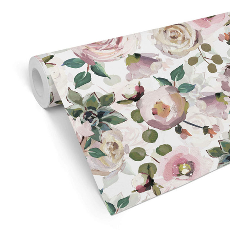 K&L Wall Art Vintage Vliestapete mit Aquarell Rosen und Pfingstrosen in Mehrfarbig, matt - Bild 2