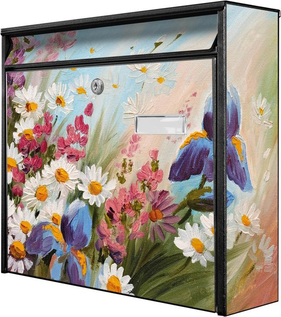 Banjado Briefkasten Schwarz mit Sommerstrauss Motiv, B/H/T: 36,2 x 32,2 x 10 cm - Bild 1