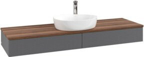 V&B Waschtischunterschrank Antao mit Frontstruktur, Anthrazit lackiert, Wandhängend, Breite: 160 cm, Tiefe: 50 cm - Bild 1