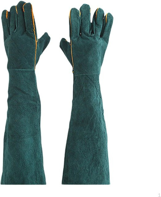 Hitzebeständige Schweißerhandschuhe von DIY and Beyond in Grün mit langen Ärmeln für Handschutz und Grillarbeiten - Bild 1