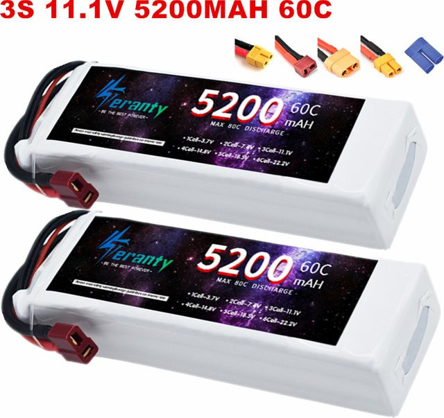 TERFPV 3S LiPo Akku 11,1 V 5200 mAh 60C für RC Auto, Drohne und Flugzeug mit XT60, Deans T, XT90 oder EC5 Anschluss, weiß - Bild 1