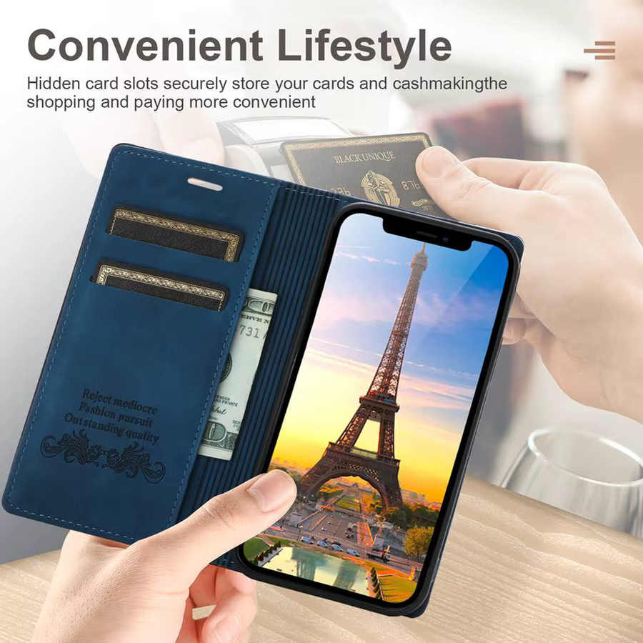 Luxus Leder Handyhülle mit Kartenhalter und Magnetverschluss für Google Pixel 10 9 8 7 6 Pro XL 8A 7A 6A 9Pro 5G als Flip Case Brieftasche in Braun und Blau - Bild 3