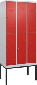 C+P Doppelstock-Spind Classic PLUS mit 3 Abteilen, Stahlkonstruktion, Zylinderschloss, Farbe: Verkehrsrot, H x B x T: 212 x 90 x 50 cm - Bild 1