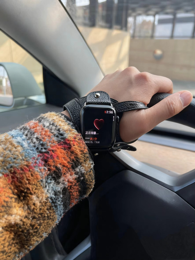 iwujiao Uhrenarmband Leder, Schwarz, Unisex, für Apple Watch - Bild 2