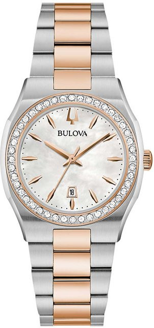 Bulova Damenuhr Surveyor, Quarz, Edelstahl, Tonneau, 34 mm, Weiß - Bild 1