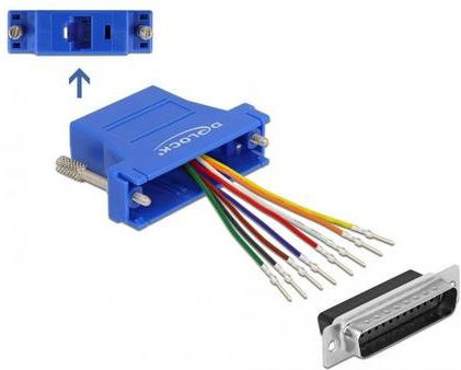 Delock 66648 VGA zu RJ45 Adapter in Blau mit 1x D-SUB-Stecker 25pol. und 1x RJ45-Buchse für Ethernet/LAN - Bild 1