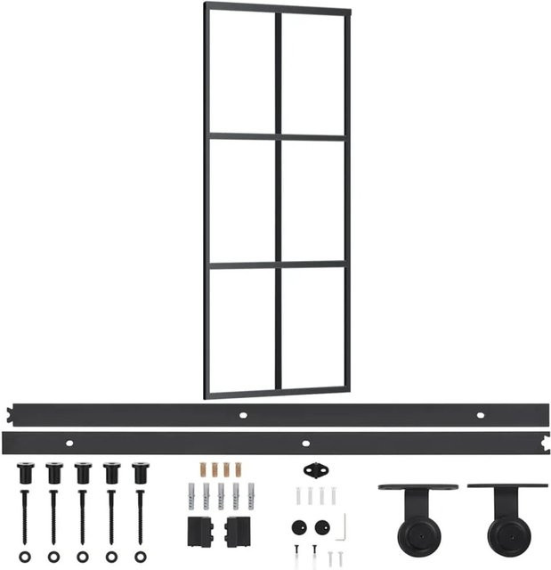 vidaXL Schiebetür aus ESG-Glas und Aluminium in Schwarz und Transparent, B/H: 76 x 205 cm - Bild 1