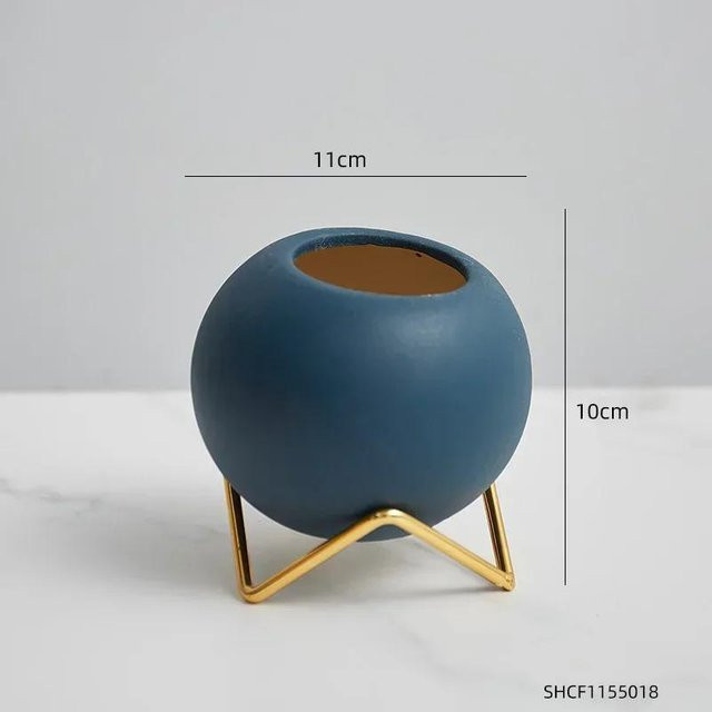 Moderner Morandi Keramik Blumentopf von Bestbags in Grau und Blau für Schreibtisch und Büro - Bild 1