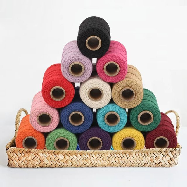 Natürliche Makramee Baumwollkordel 2mm aus Baumwolle, 100m Rolle in Multicolor, Gold und Grün für DIY-Projekte und Dekoration - Bild 1