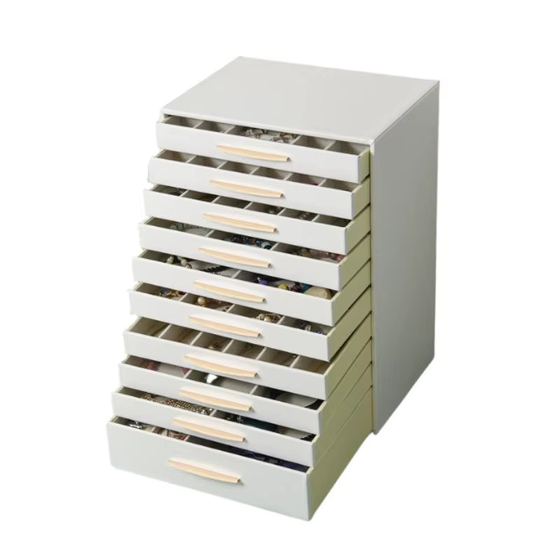 YPAY Schmuck-Aufbewahrungsbox für Damen in Weiß mit 10 Lagen und großer Kapazität für Halsketten, Armbänder, Ringe und Ohrringe - Bild 3