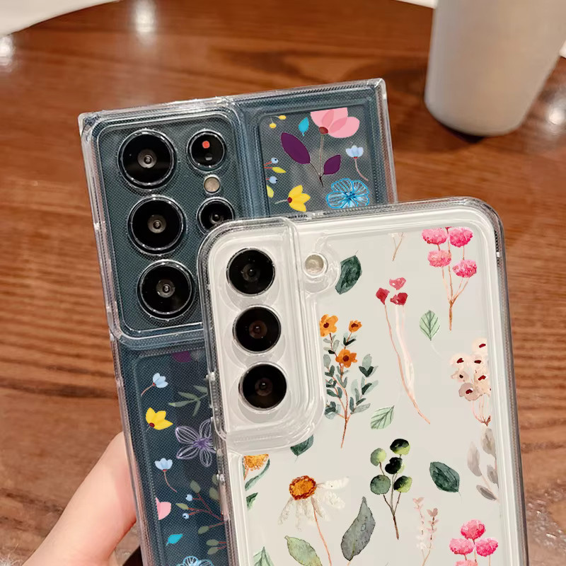 Transparente Silikonhülle mit Blumen-Design für Samsung Galaxy S25 S24 FE S23 Ultra S22 Plus und weitere Modelle - Bild 3