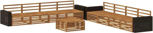 vidaXL Outdoor-Sofagarnitur aus Massivholz Akazie in Braun, 9-teiliges Set mit Tisch und Mittelsofas - Bild 1