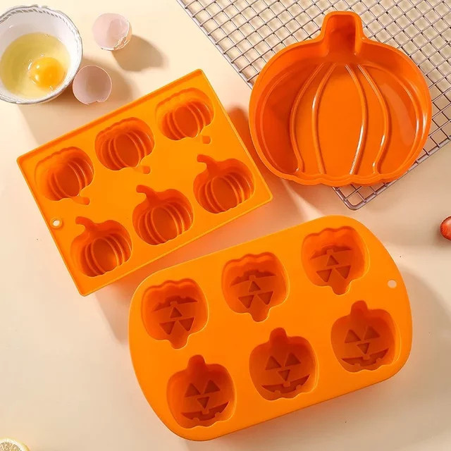 Halloween Silikon Backform Kürbis Form in Orange für Schokolade, Kuchen und Dessert, Antihaft Form für DIY Backarbeiten - Bild 1