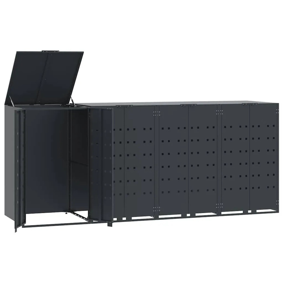 DELUKE Mülltonnenbox GORILO Mülltonnenverkleidung für 4 Tonnen aus Stahl in Anthrazit B/T/H: 276 x 79 x 117 cm - Bild 2