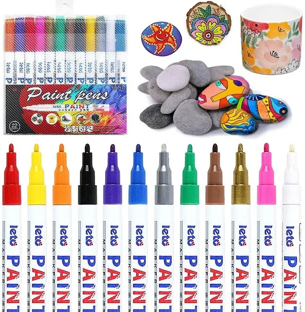 12er Set wasserfeste Permanent Marker in bunt für Auto Reifen und Gummi zur Graffiti Ausbesserung - Bild 1