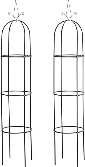 TPFGarden 2er Set Rosensäule Roman II Obelisk aus Metall in Schwarz zur Kletterpflanzenunterstützung, Höhe: 190 cm, Breite: 38 cm - Bild 1