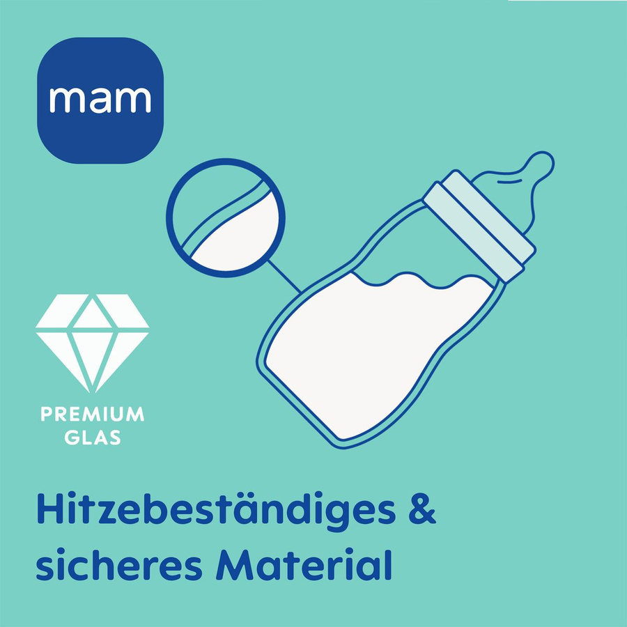 MAM Feel Good Glas-Flaschen 2er Pack mit Silikon, Blau, 170 ml - Bild 3