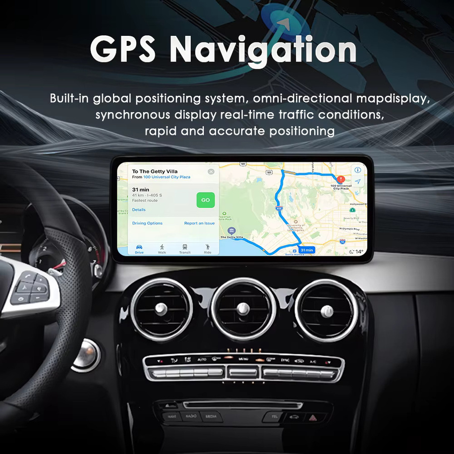 QiumianNavi Android 16 Headunit für Mercedes-Benz C-Klasse W205 GLC X253 V-Klasse W447 (2015 - 2019) mit GPS-Navigation, Bluetooth, WiFi und CarPlay in Schwarz - Bild 3