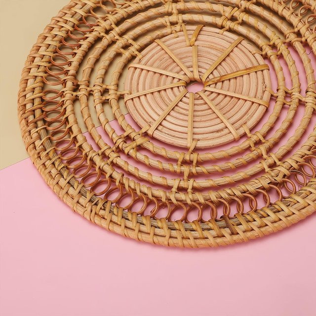 Handgemachter Wandbehang aus Rattan im Boho-Stil von OutsideWorld, braun, geometrisch rund - Bild 1