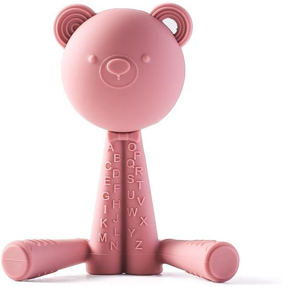 Topmix Silikonbeißring Bär für Babys ab 0 Monaten, BPA-frei, Rot/Rosa - Bild 1