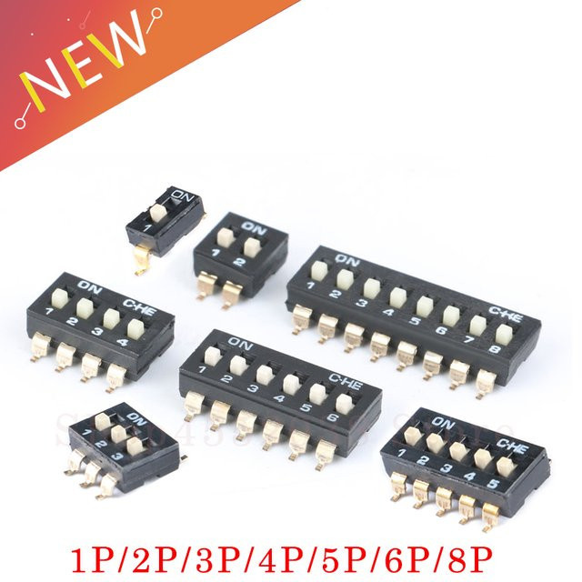 10er Set SMT SMD DIP Schalter Your Cee, 2,54mm Pitch, 2 Reihen, Schwarz - Bild 1