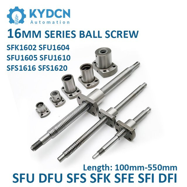 KYDCN Kugelumlaufspindel 16mm mit Mutter für 3D-Drucker und CNC-Maschinen, Farbe: Silber - Bild 1
