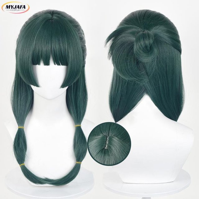 Anime Maomao Cosplay Perücke, lange dunkelgrüne Kunsthaarperücke, Unisex - Bild 1