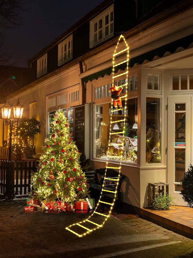 LED-Weihnachtsbeleuchtung als dekorative Leiter-Lichterkette mit Weihnachtsmann für drinnen und draußen zur Dekoration von Fenster, Garten und Weihnachtsbaum - Bild 5