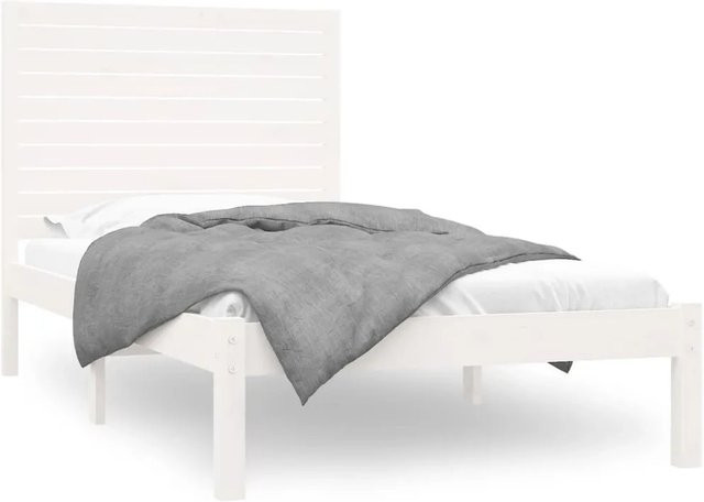 vidaXL Massivholzbett aus Kiefernholz in Weiß, Rustikaler Stil, B/T/H: 90 x 200 cm - Bild 1