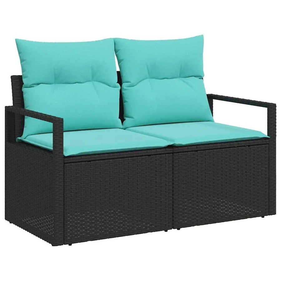 vidaXL Gartenmöbel Set 6-teilig Schwarz aus Poly-Rattan mit Polsterung und Outdoor-Tisch - Bild 2