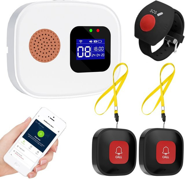 Tuya WiFi Smart SOS Ruftaste Drahtloser Notruf Alarm Sender in Weiß für Kinder und Senioren - Bild 1