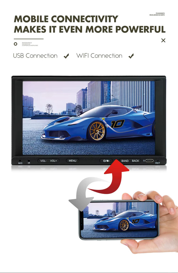 ESSGOO 7 Zoll Universal-Autoradio mit Android, Carplay und GPS in Schwarz - Bild 4