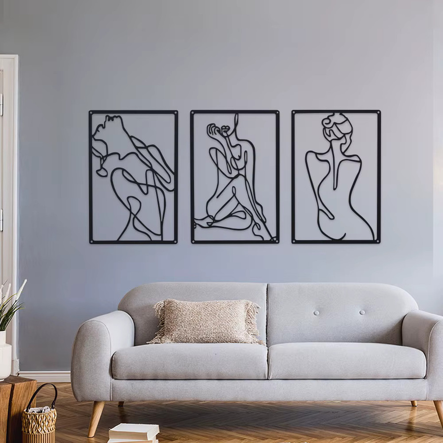DDPNKL Wanddekoration aus Metall mit drei femininen Silhouetten in Schwarz, minimalistische Kunst für deine Heimdekoration - Bild 2