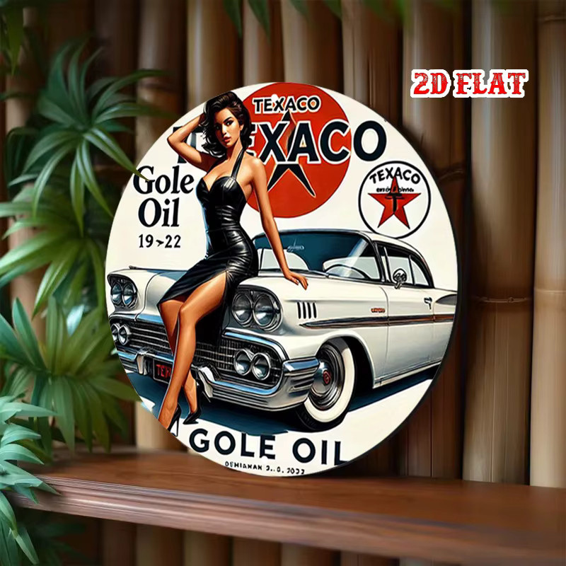 Potdemiel Vintage Texaco Logo Rundes Aluminiumschild aus Metall in Mehrfarbig, Durchmesser: 20 cm - Bild 5