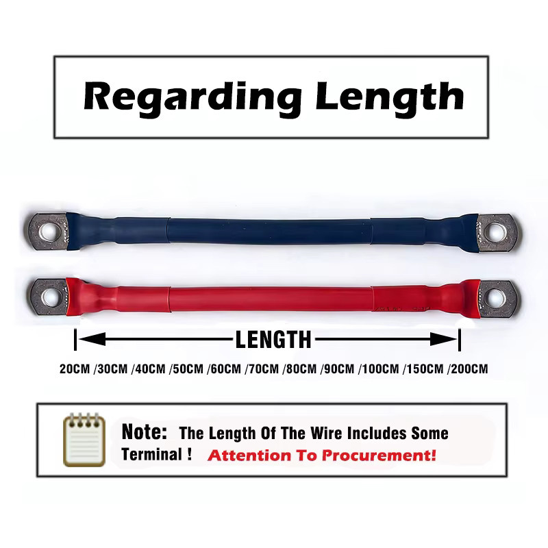 0AWG 50 mm2 Batteriekabel aus weichem Silikon mit verzinnter Kupferklemme in Rot für Hochleistungs-Auto-Wechselrichter und Solar, Länge: 20–200 cm - Bild 1
