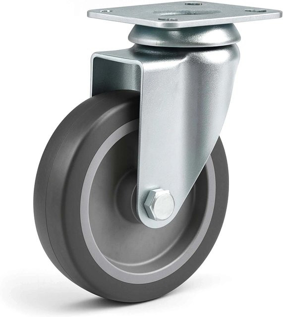Wiltec Lenkrolle ohne Bremse als Transportrolle und Laufrolle mit 75 mm Durchmesser und 75 kg Tragkraft in Schwarz und Grau - Bild 1