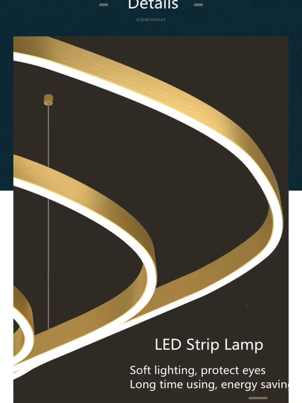 Xiuxiu Moderne LED Pendelleuchte Circular Ring in Gold und Kaffee aus Aluminium und Messing für Wohnzimmer und Restaurant - Bild 2