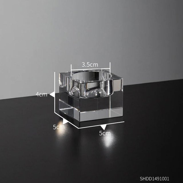 Moderner Kristall-Kerzenhalter aus Glas in Grau für Teelichter und Stumpenkerzen als Tischdekoration für Hochzeiten und besondere Anlässe - Bild 1